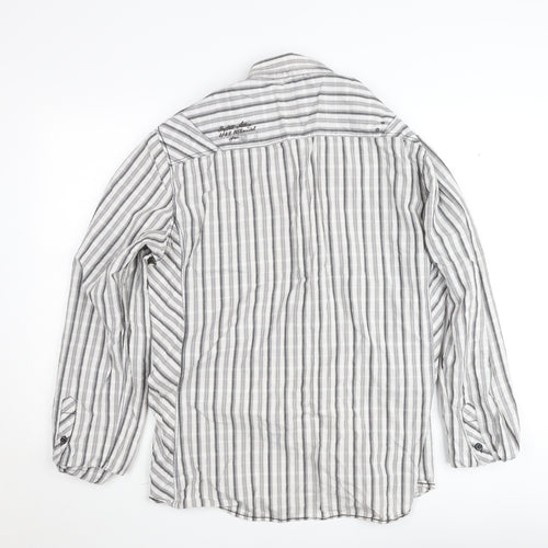 Next Men's Grey Striped Slim Fit Long Sleeve Button-Up Shirt XL
