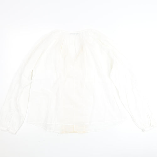 Zara Women’s Ivory Cotton Lace V-Neck Boho Blouse Size 10