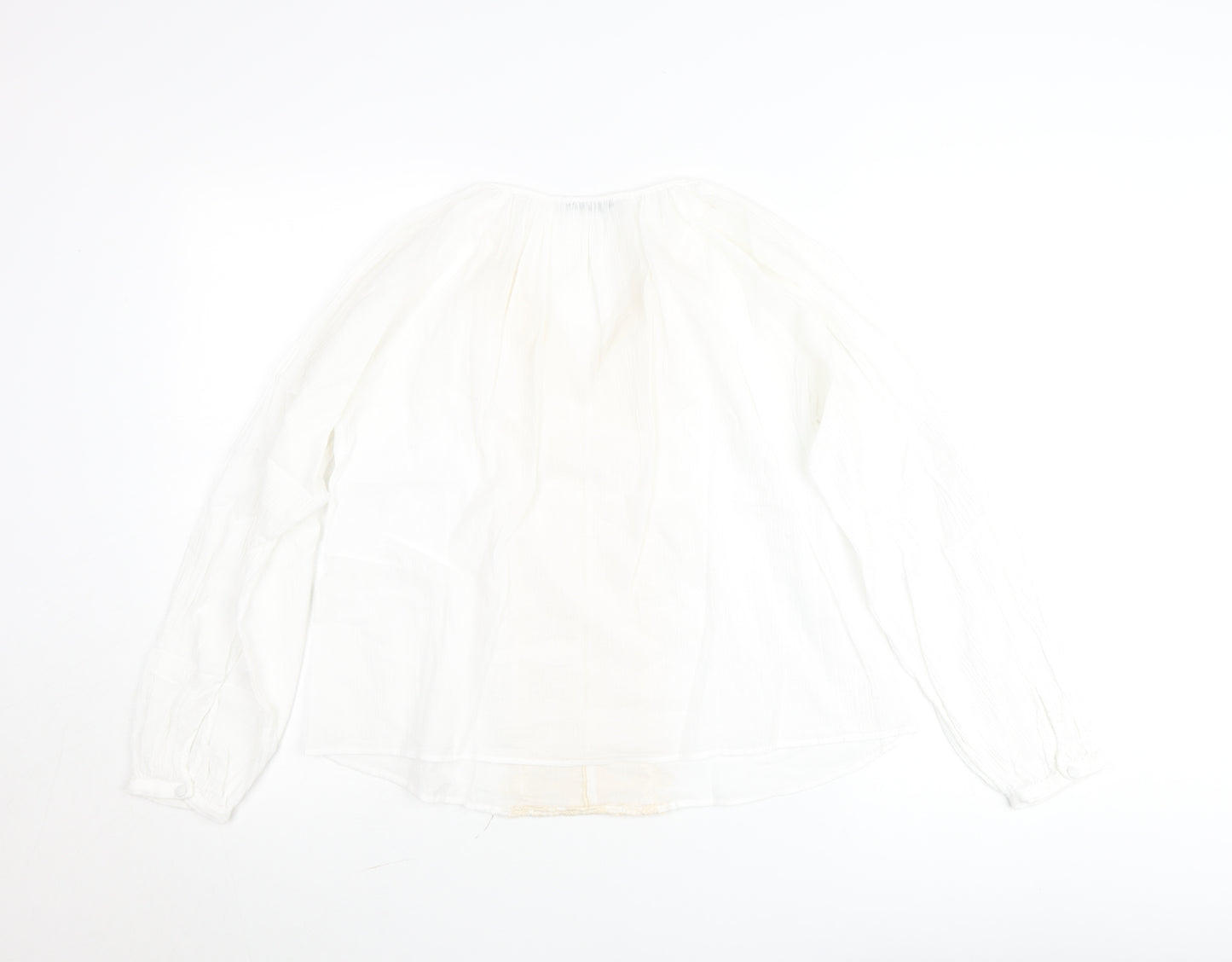 Zara Women’s Ivory Cotton Lace V-Neck Boho Blouse Size 10