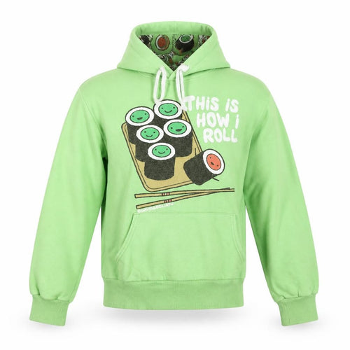 David & Goliath Boys Green Pullover Hoodie Small - Funny Sushi Print Fleece Top