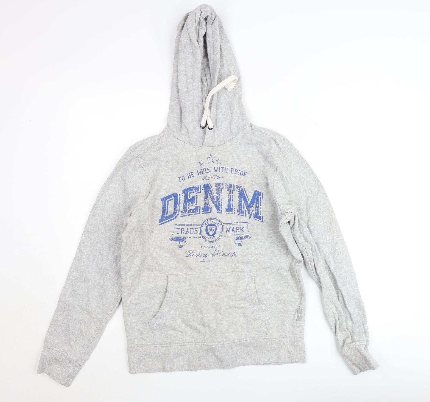 Denim Grey Hoodie Women's M Pullover Graphic Print Cotton Blend