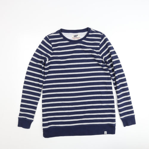 Lands' End Women Navy Blue Stripe Pullover Sweatshirt XS