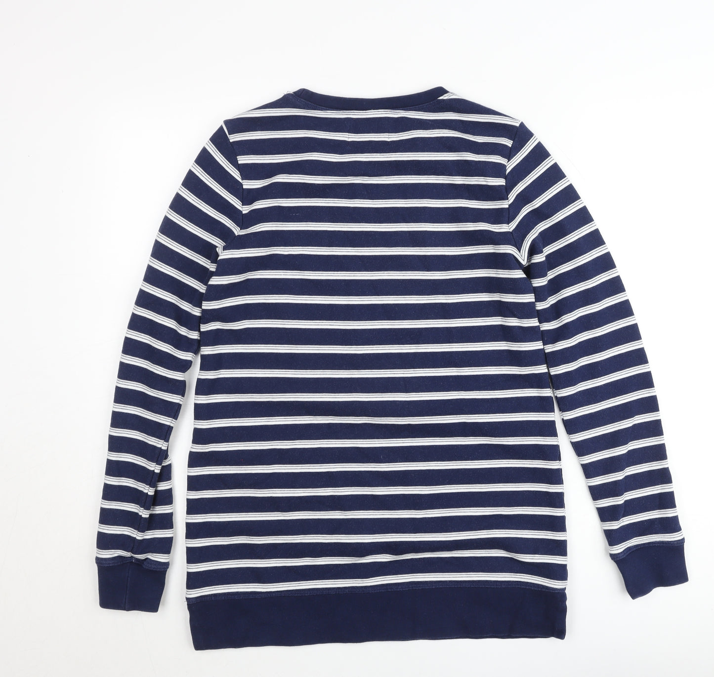 Lands' End Women Navy Blue Stripe Pullover Sweatshirt XS
