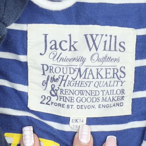 Jack Wills Mens Blue L Hooded Full Zip Jersey Jacket