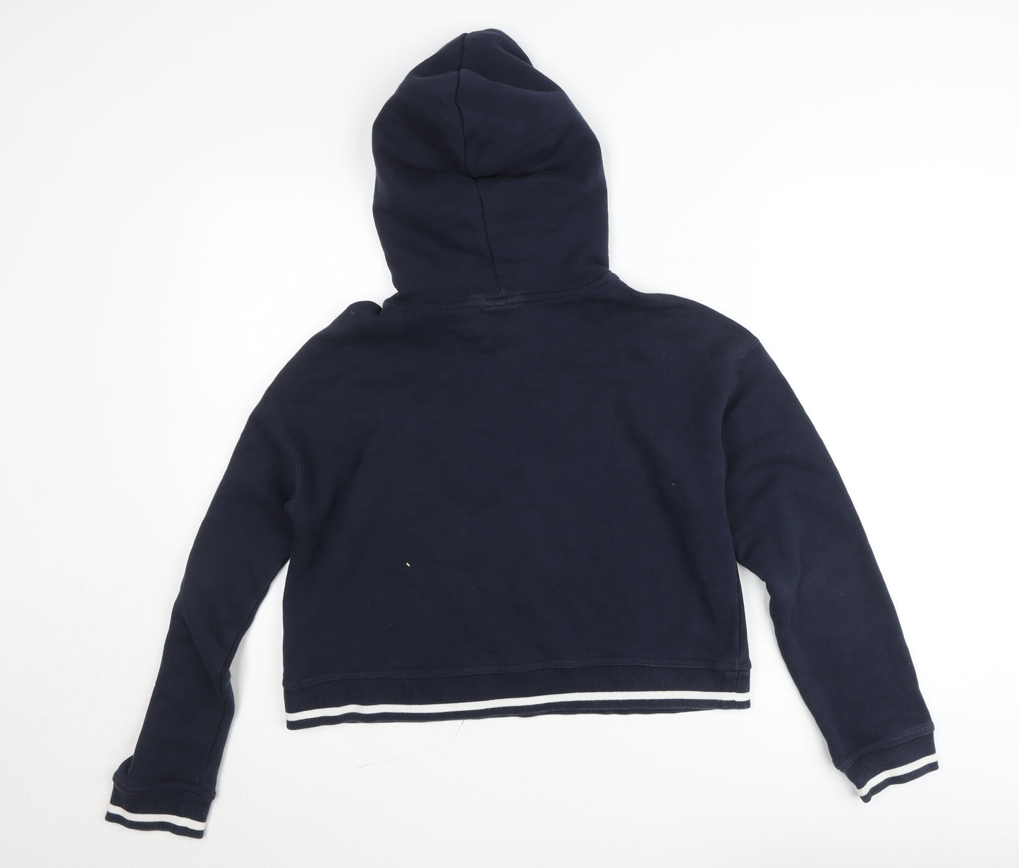 Adidas Women Navy Blue Cropped Hoodie Long Sleeve Pullover