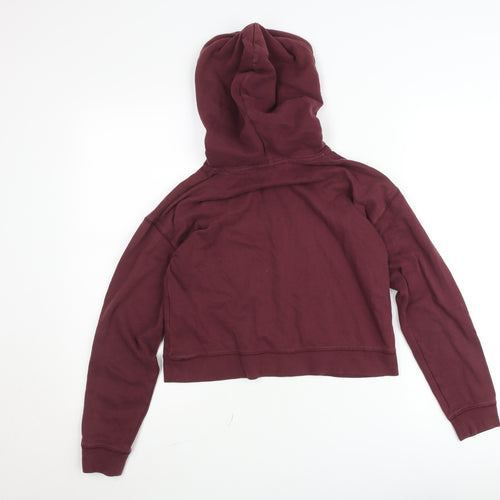 Jack Wills Girls Red Cropped Pullover Hoodie UK 8 M Hooded Fleece Sweatshirt