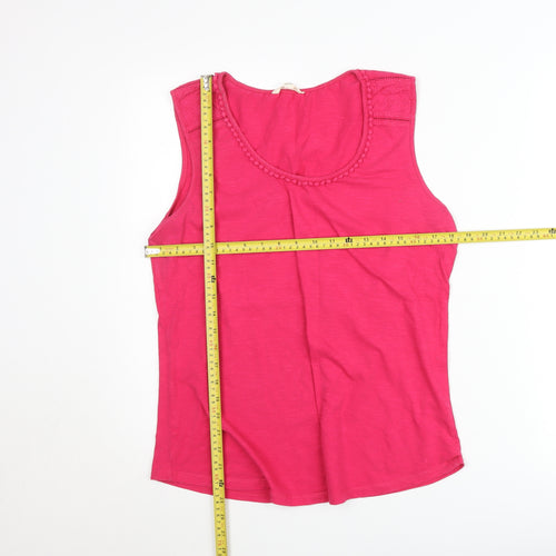 White Stuff Women's Pink Cotton Sleeveless Tank Top UK 16