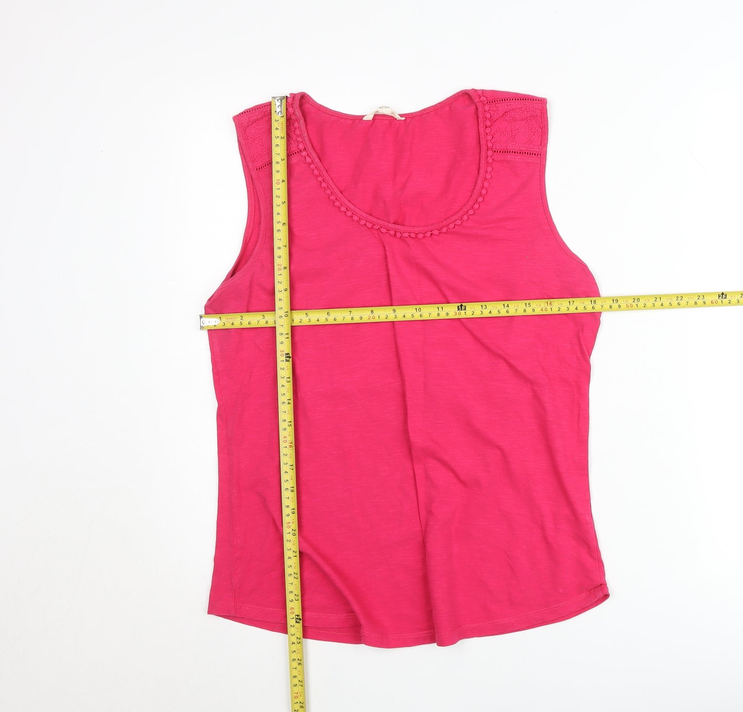 White Stuff Women's Pink Cotton Sleeveless Tank Top UK 16