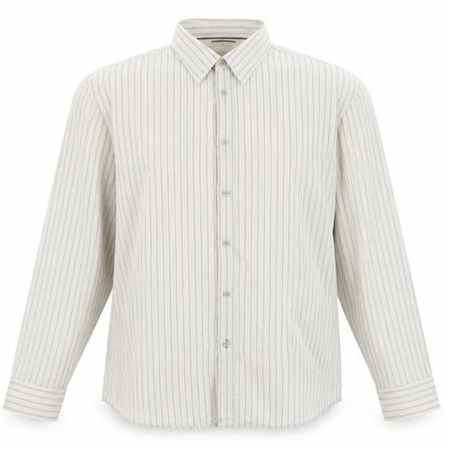 Dunnes Stores Men's Beige Striped Long Sleeve Regular Fit Shirt Size L