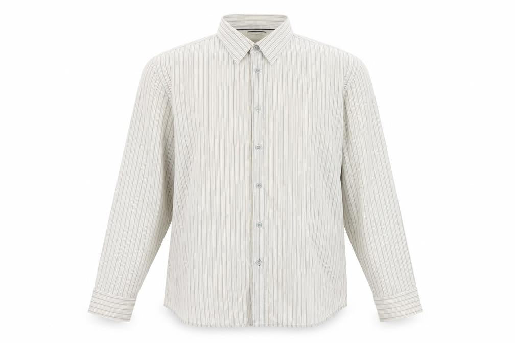 Dunnes Stores Men's Beige Striped Long Sleeve Regular Fit Shirt Size L