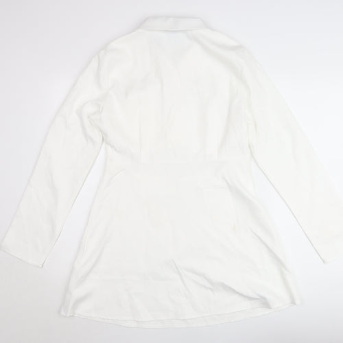 PrettyLittleThing Women’s White Collared Cut Out Shirt Dress Size 14