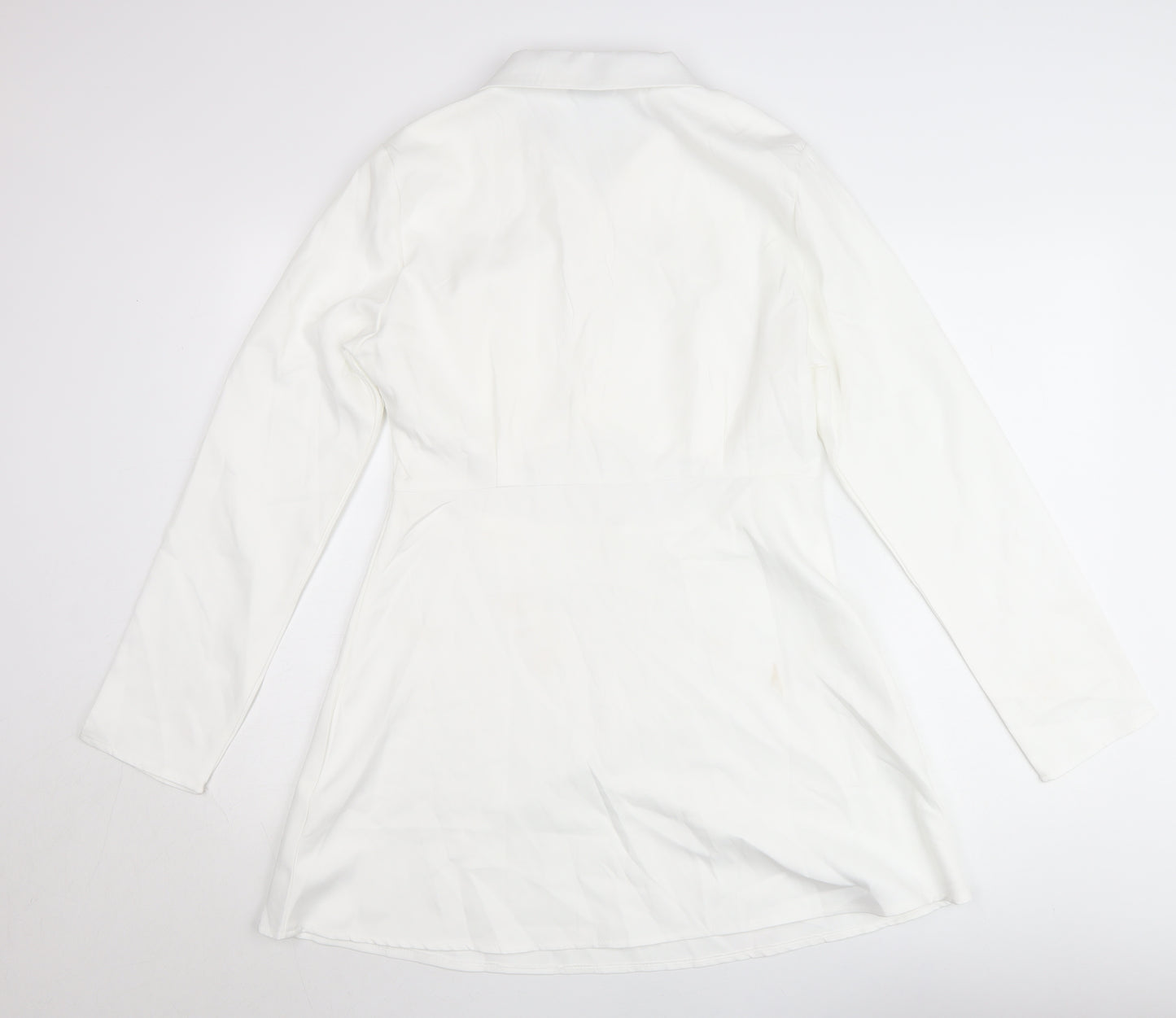 PrettyLittleThing Women’s White Collared Cut Out Shirt Dress Size 14