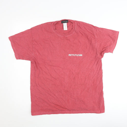 PrettyLittleThing Women’s Red Cotton Crew Neck T-Shirt Size M