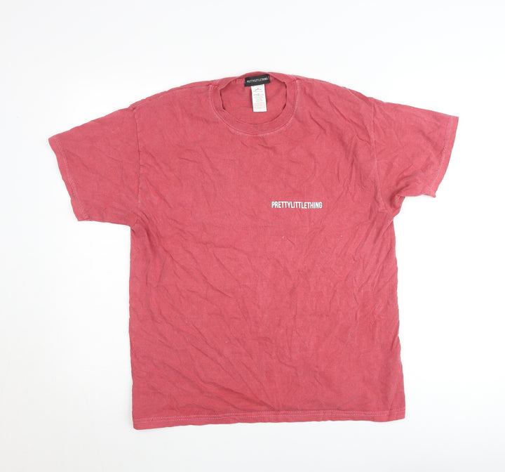 PrettyLittleThing Women’s Red Cotton Crew Neck T-Shirt Size M