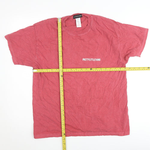 PrettyLittleThing Women’s Red Cotton Crew Neck T-Shirt Size M