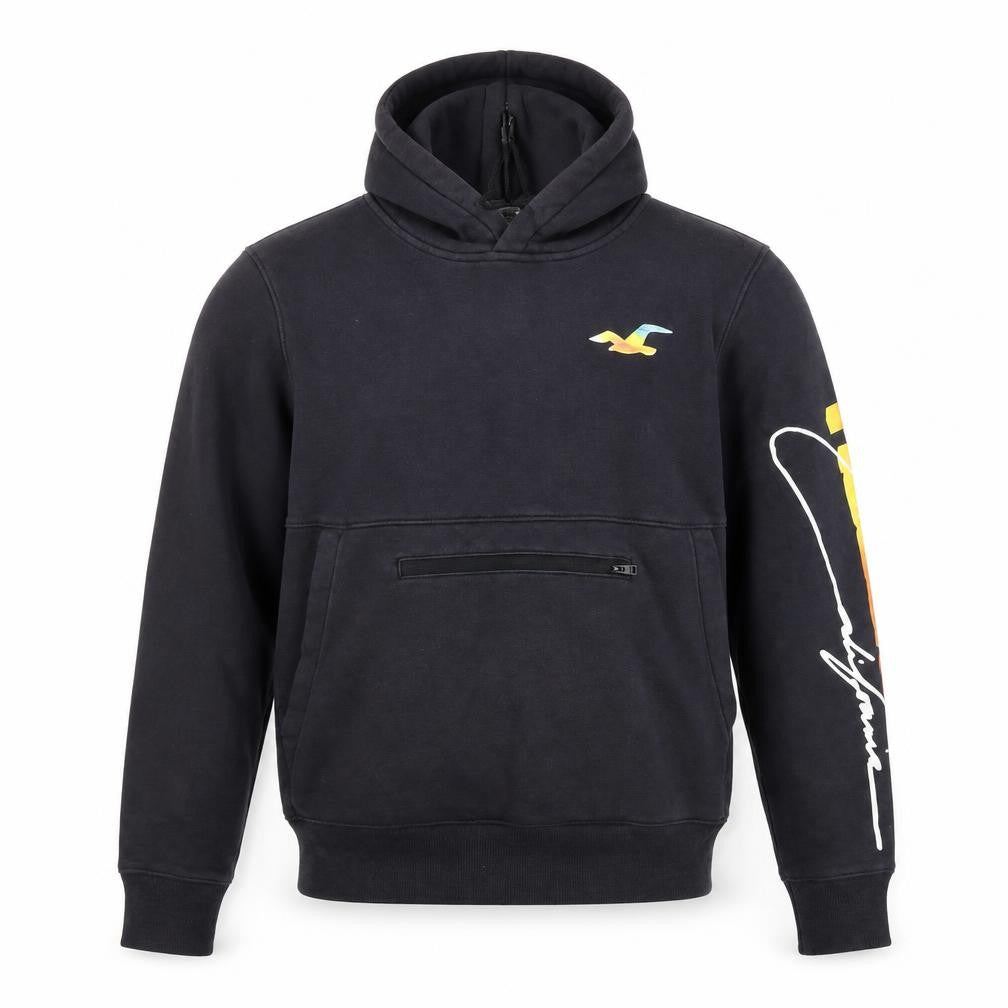 Hollister Mens Black XS Pullover Hoodie with Logo Print