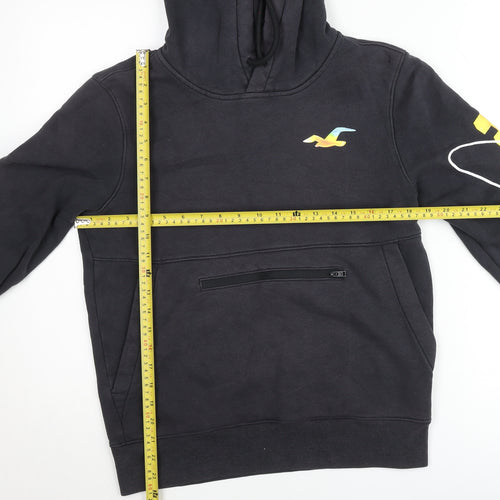 Hollister Mens Black XS Pullover Hoodie with Logo Print
