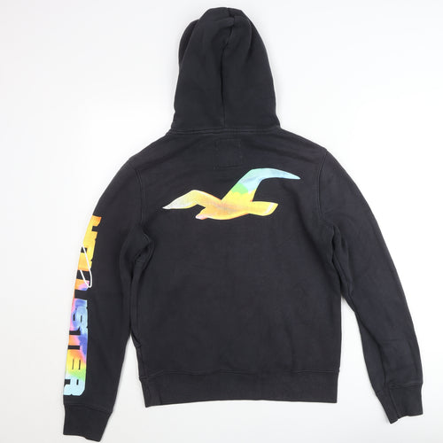 Hollister Mens Black XS Pullover Hoodie with Logo Print
