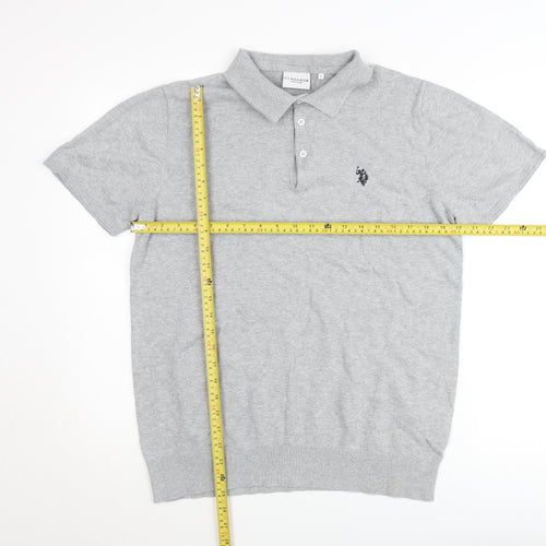 U.S. Polo Assn. Men's Grey Cotton Short Sleeve Polo Shirt L