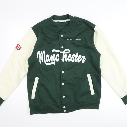 Manchester Souvenirs Men’s Green Varsity Jacket M Casual Lined