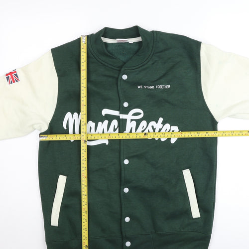 Manchester Souvenirs Men’s Green Varsity Jacket M Casual Lined