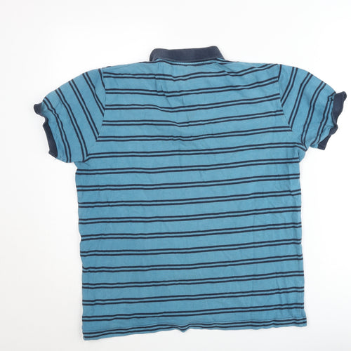 Cedar Wood State Men's Blue Striped Polo Shirt XL Short Sleeve