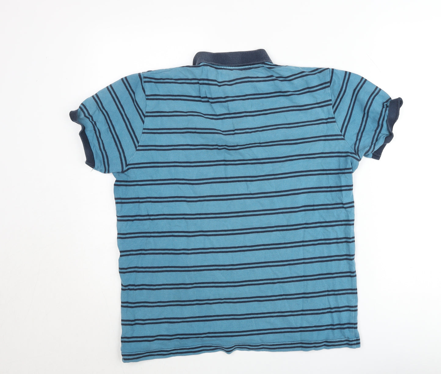 Cedar Wood State Men's Blue Striped Polo Shirt XL Short Sleeve