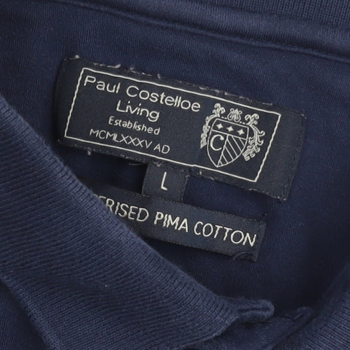 Paul Costelloe Living Men's Blue Pima Cotton Polo Shirt L