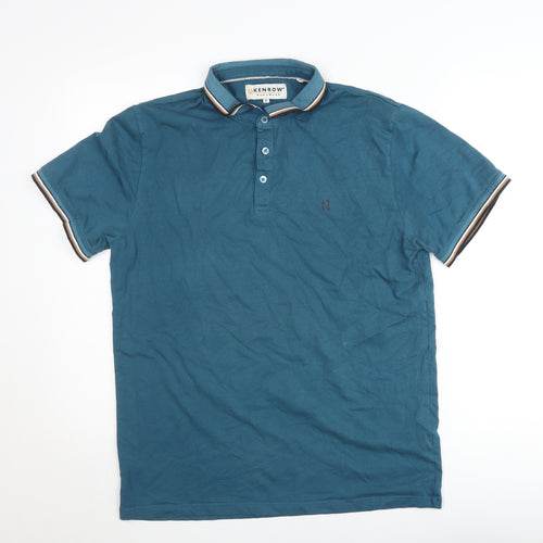 Kenrow Mens Blue XL Classic Cotton Short Sleeve Polo Shirt