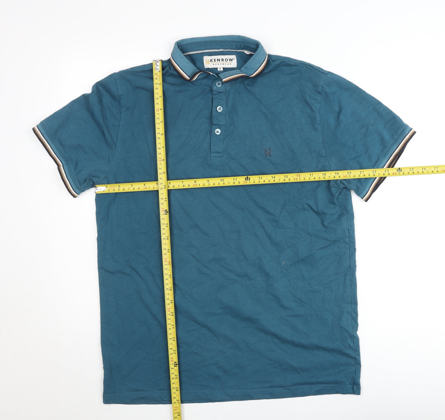 Kenrow Mens Blue XL Classic Cotton Short Sleeve Polo Shirt