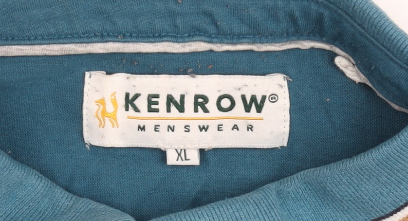 Kenrow Mens Blue XL Classic Cotton Short Sleeve Polo Shirt