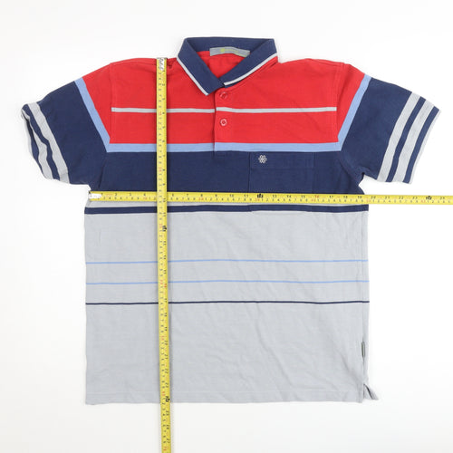 Bowling Men's Multicoloured Striped Cotton Polo Shirt Size L