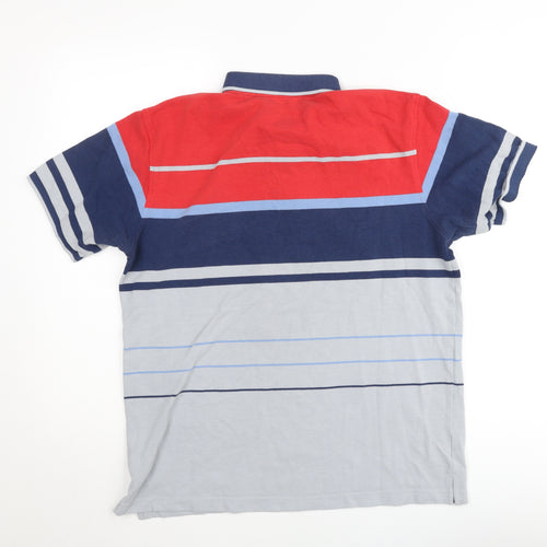 Bowling Men's Multicoloured Striped Cotton Polo Shirt Size L