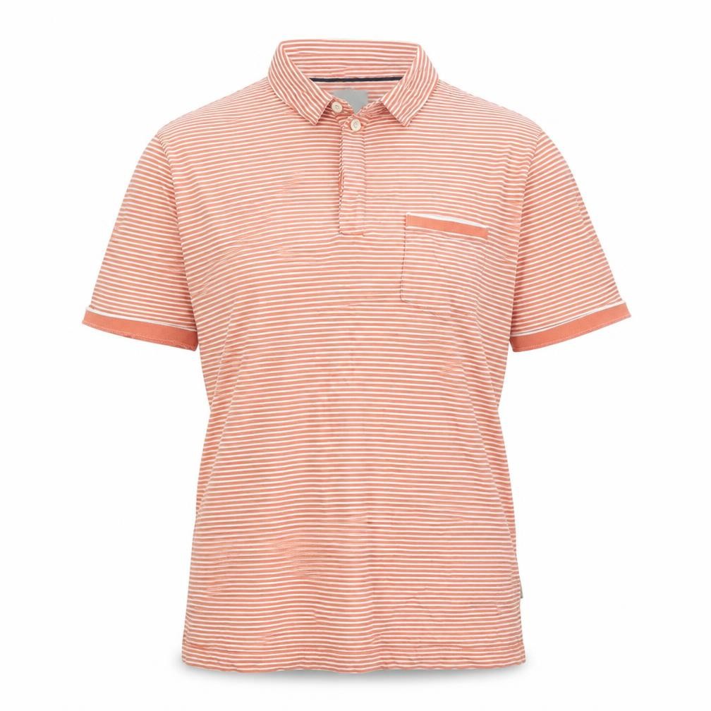Marks and Spencer Womens Orange Striped Cotton Polo Shirt M