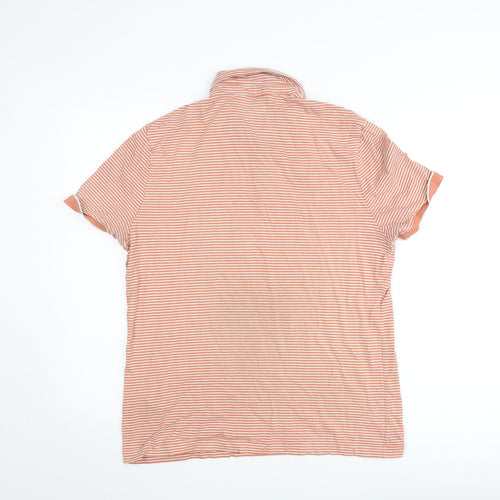 Marks and Spencer Womens Orange Striped Cotton Polo Shirt M