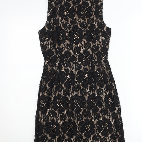 Oh My Love London Women's Black Lace Sheath Sleeveless Knee Length Dress Size S
