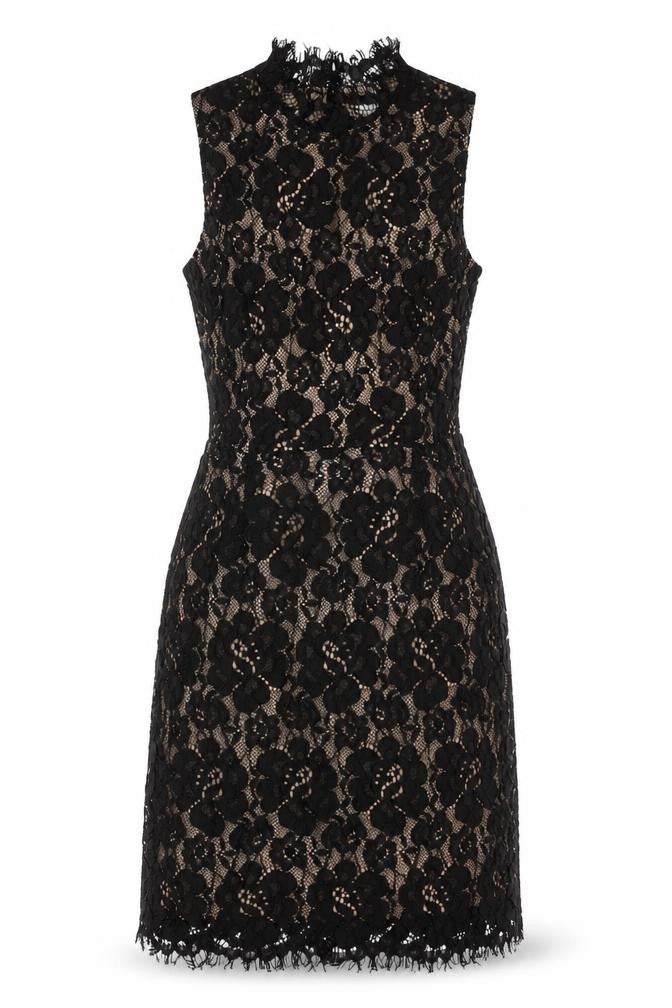 Oh My Love London Women's Black Lace Sheath Sleeveless Knee Length Dress Size S