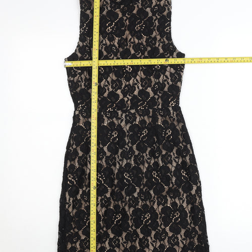 Oh My Love London Women's Black Lace Sheath Sleeveless Knee Length Dress Size S