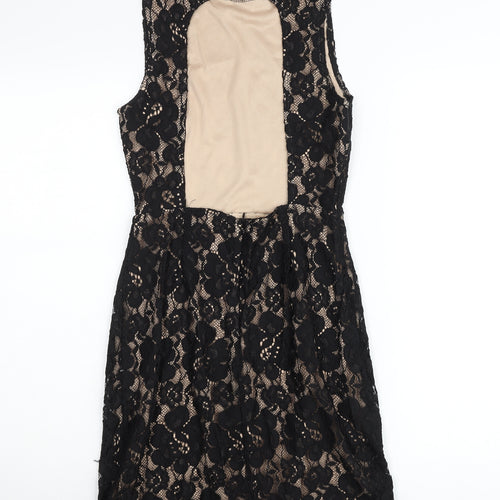 Oh My Love London Women's Black Lace Sheath Sleeveless Knee Length Dress Size S