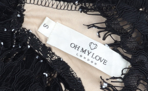 Oh My Love London Women's Black Lace Sheath Sleeveless Knee Length Dress Size S