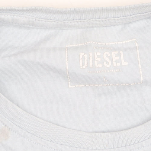 Diesel Men's Blue Cotton Crew Neck Short Sleeve T-Shirt Size L