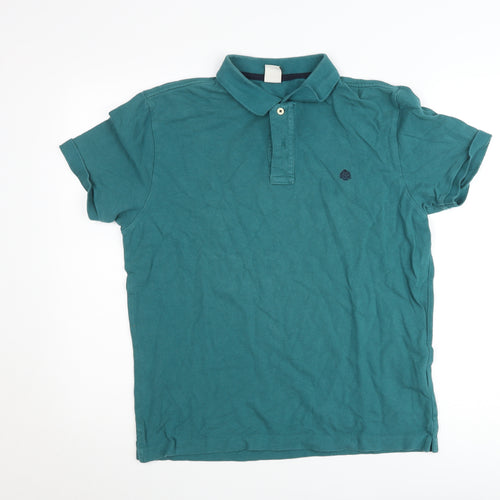 Springfield Men's Green Cotton Polo Shirt L Casual Short Sleeve