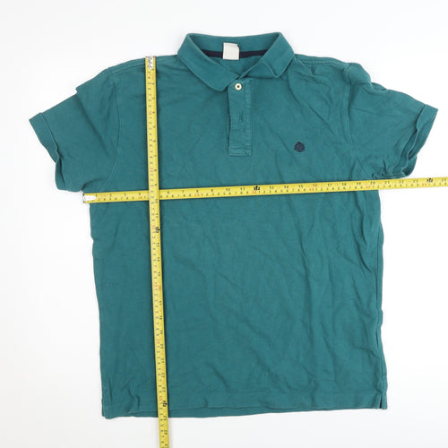 Springfield Men's Green Cotton Polo Shirt L Casual Short Sleeve