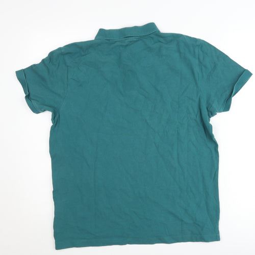 Springfield Men's Green Cotton Polo Shirt L Casual Short Sleeve