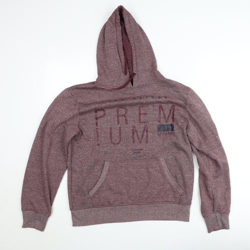 S&J Premium Apparel Men Red Pullover Hoodie Medium Knit Logo Graphic