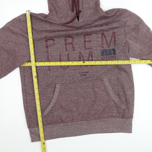 S&J Premium Apparel Men Red Pullover Hoodie Medium Knit Logo Graphic
