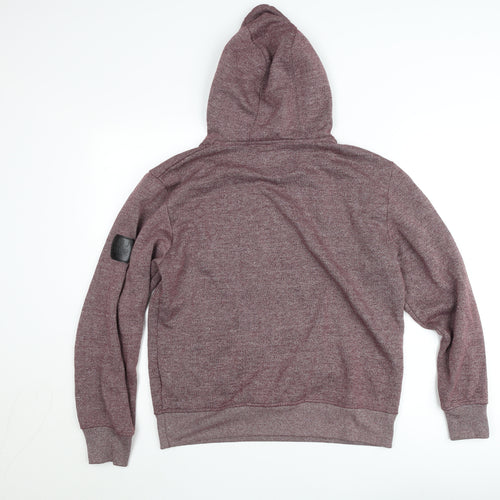 S&J Premium Apparel Men Red Pullover Hoodie Medium Knit Logo Graphic