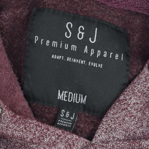 S&J Premium Apparel Men Red Pullover Hoodie Medium Knit Logo Graphic