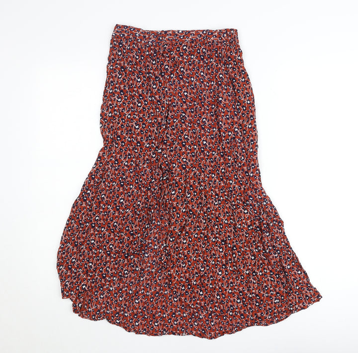 Pieces Womens Red Floral Midi Flare Skirt Size S