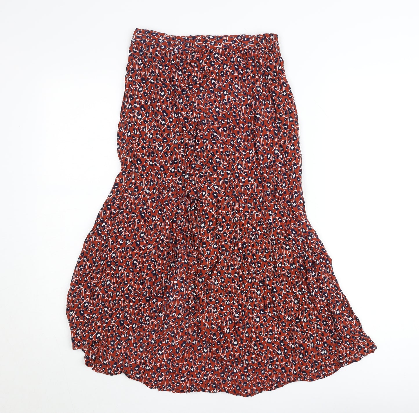 Pieces Womens Red Floral Midi Flare Skirt Size S